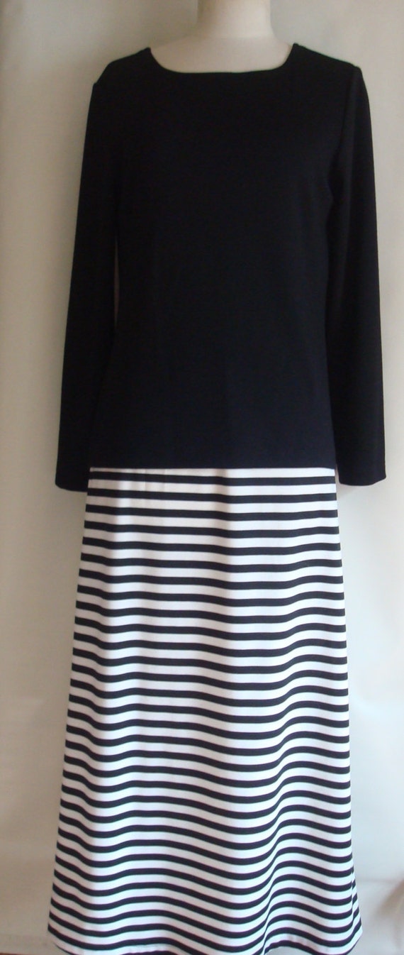 Black and White Stripe Knit Skirt - Etsy