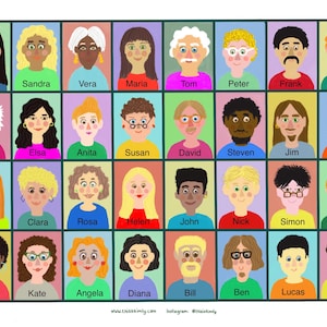 Printable Guess Who Game for Kids – ESL Teaching Resource | Diverse Characters | Fun English Language Learning Activity