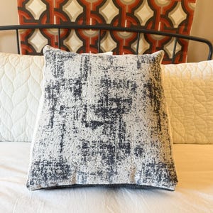 Gray-Blue & Off-White Textured Wedge Backrest Pillow – Handmade Reading Pillow, Modern Bed and Sofa Support Cushion, Ergonomic Lumbar Pillow