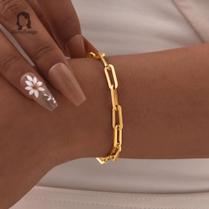 Paperclip Bracelet, Chain Bracelet, Diamond Bracelet, Gold Bracelet, Minimalist Bracelet, Dainty Bracelet, Gift for Her, CZ Bracelets