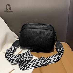 Leather Crossbody Shoulder Bag for Women with extra Patterned Straps, Leather Shoulder Bag, Crossbody Bag with Different Colors