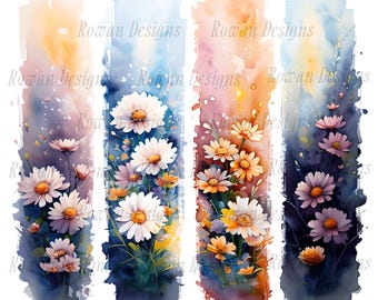 Watercolor Daisy Brushstroke PNG: Boho Floral Clipart (Digital Download)