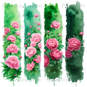 Pink Peonies Brushstroke PNG, Summer Brushstroke PNG, Watercolor Brush Stroke Digital Download, Floral Brushstroke Digital PNG