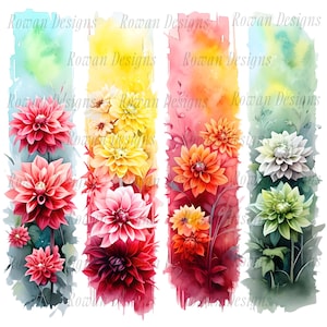 Dahlia Flower Brushstroke PNG, Watercolor Brush Stroke Digital Download, Vibrant Floral Design, Garden Brushstroke Digital PNG