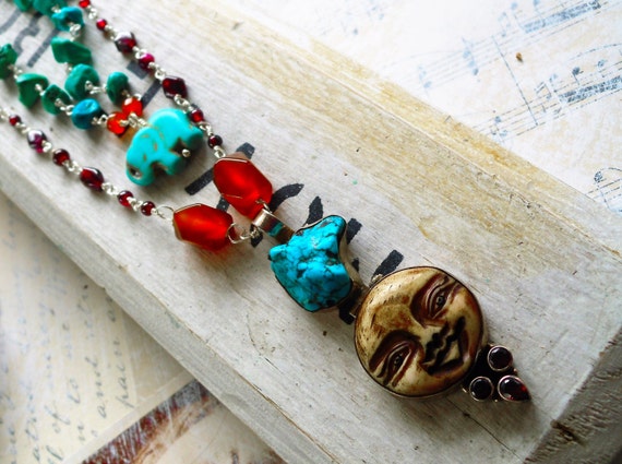 Turquoise /& Bone Layered Necklace