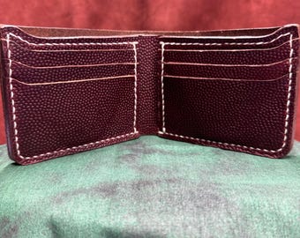 Burgundy Billfold Football Leather Wallet