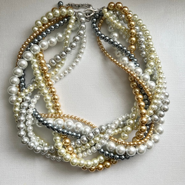 braided pearl necklace statement pearl necklace twisted pearl necklace custom order necklaces bridesmaid bridal