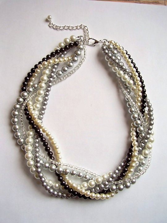 Braided Twisted Pearl Necklace Chunky Statement Pearl Necklace Bridesmaid Bridal Custom Order Necklaces Etsy