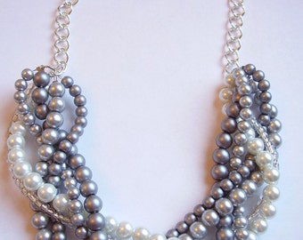 Custom order necklaces braided twisted chunky statement pearl necklace bridesmaid bridal