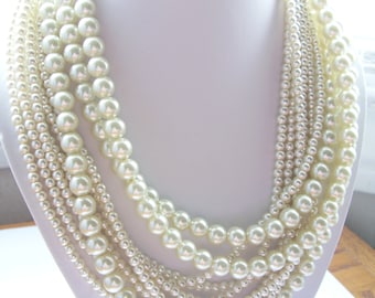 Custom order pearl necklaces layered twisted chunky statement pearl necklace