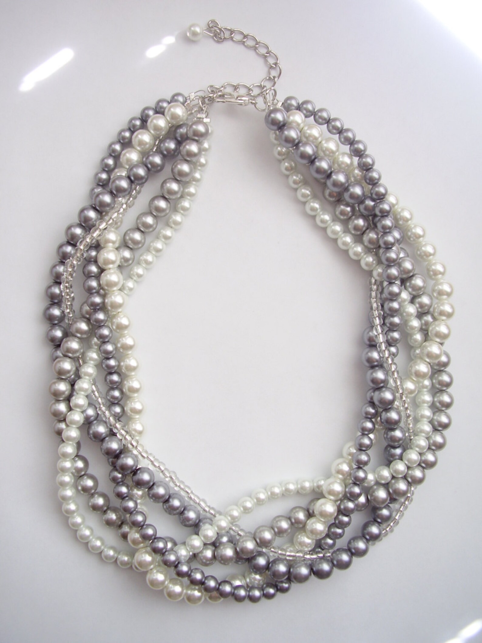 Braided Twisted Pearl Necklace Chunky Statement Pearl Necklace Etsy