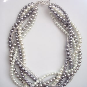 braided twisted pearl necklace chunky statement pearl necklace Bridesmaid Bridal custom order necklaces image 1