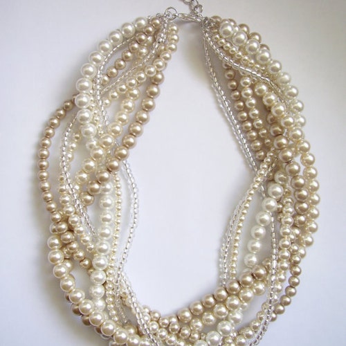 Blush Pearl Necklace Custom Order Necklaces Braided Twisted Etsy