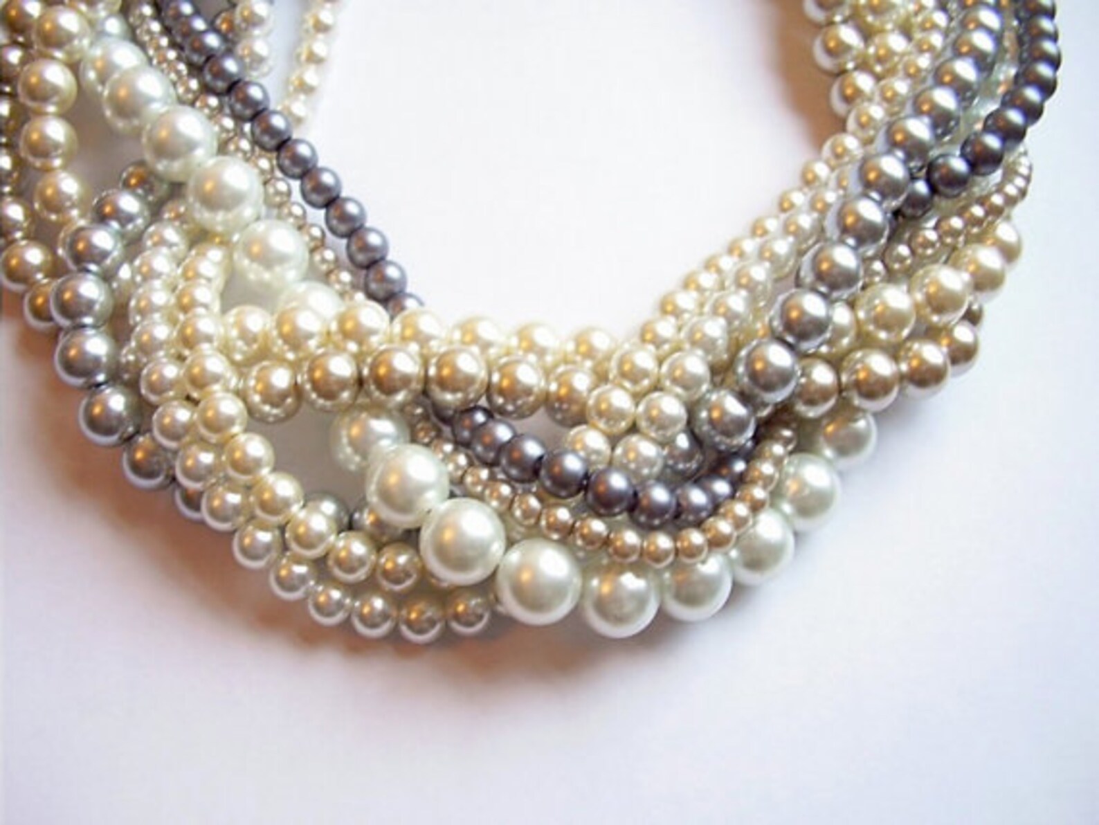 Braided Pearl Necklace Statement Pearl Necklace Twisted Pearl Etsy