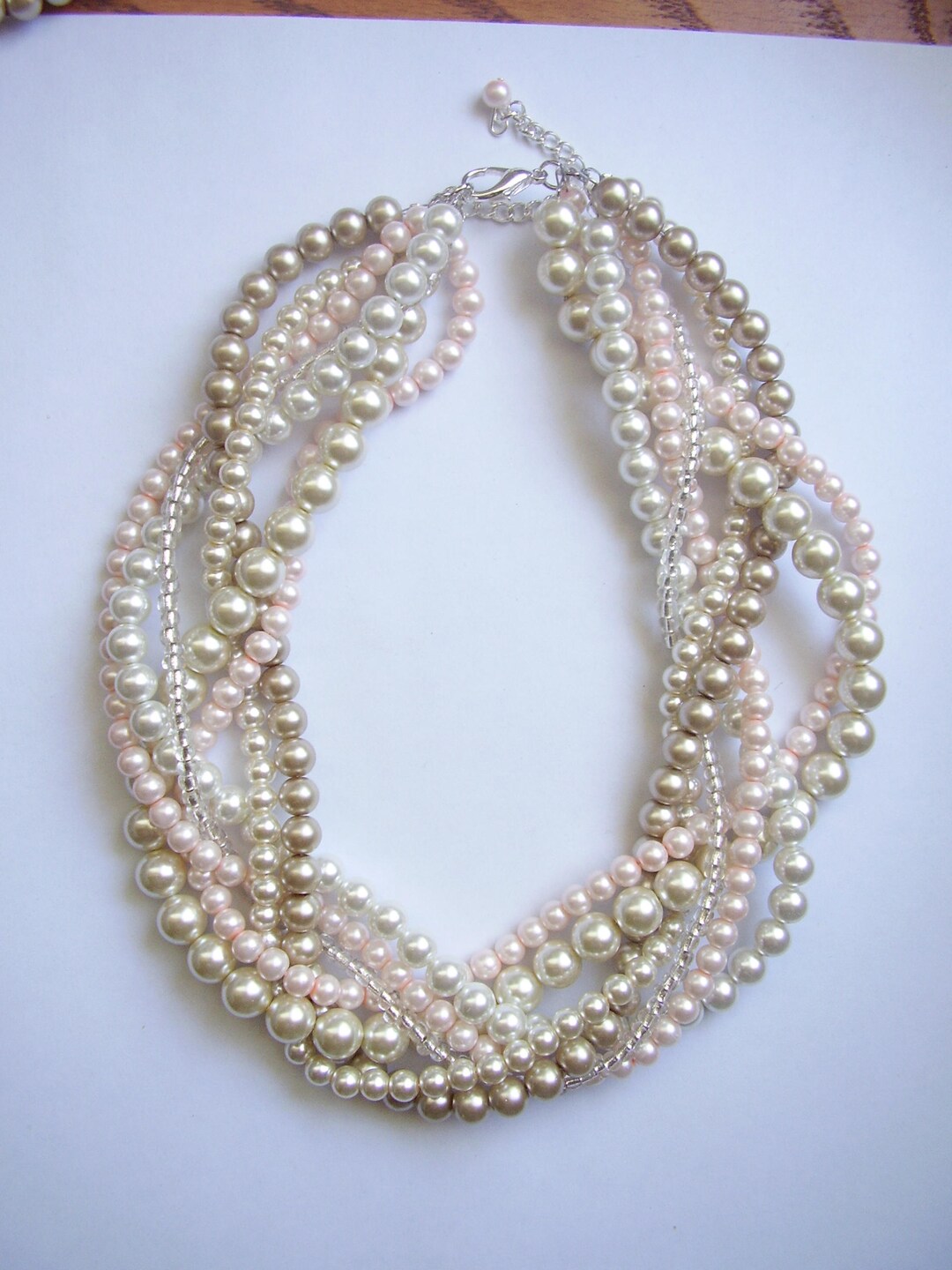 Blush Pearl Necklace Custom Order Necklaces Braided Twisted Chunky