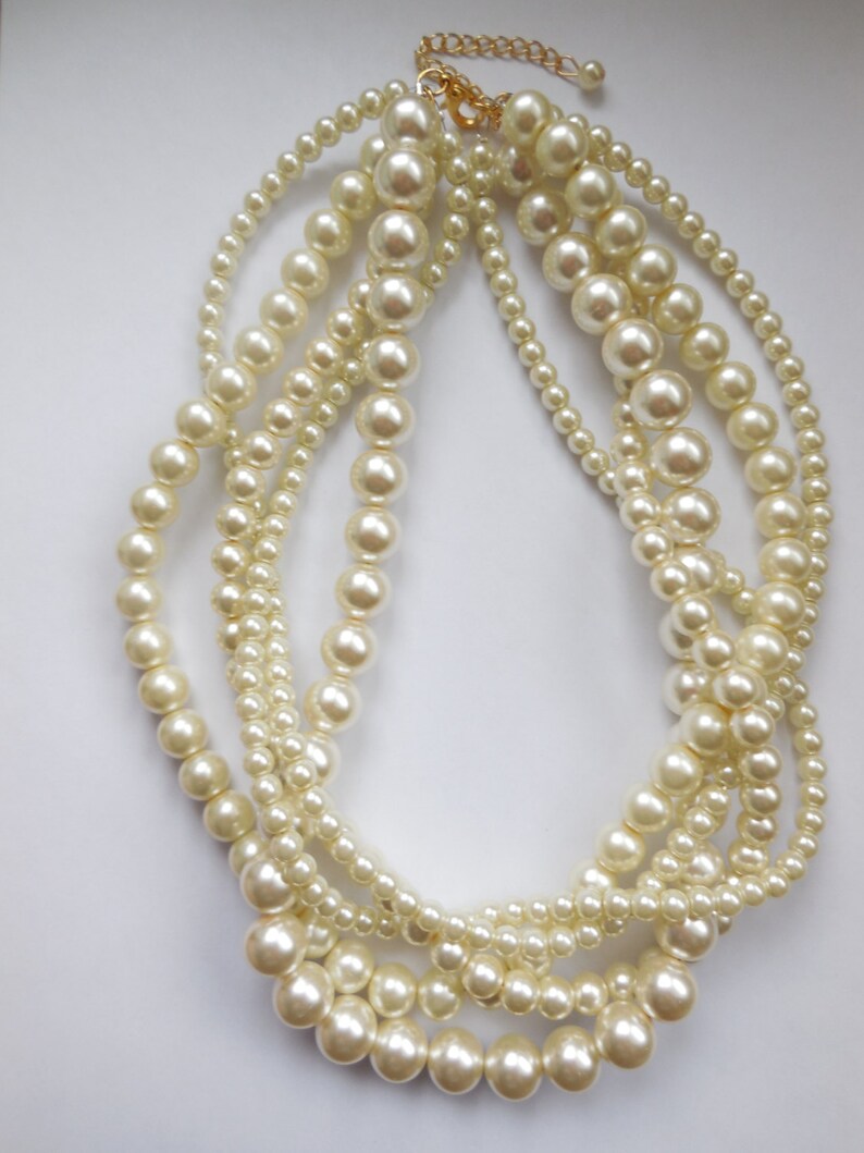 Twisted Pearl Necklace Custom Order Necklaces Braided Cream Etsy