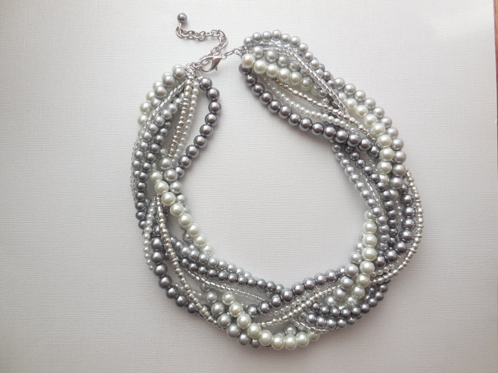 Braided Pearl Necklace Statement Pearl Necklace Twisted Pearl Etsy