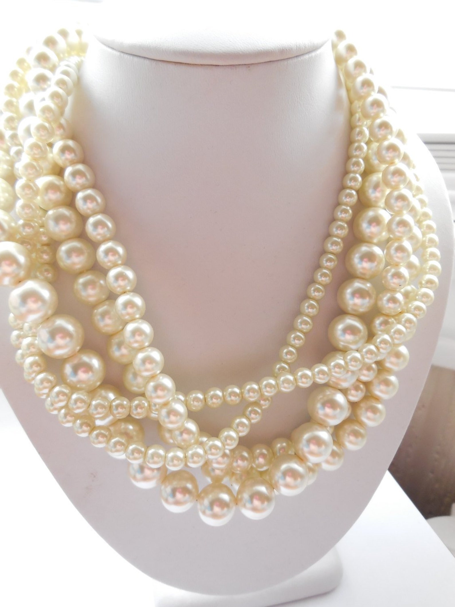 Twisted Pearl Necklace Custom Order Necklaces Braided Cream Etsy