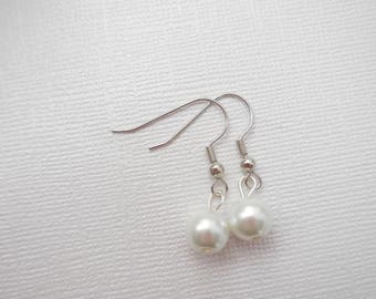 Custom order white pearl earrings