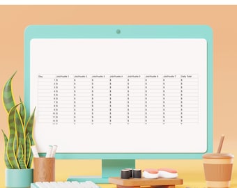 30 Day Side, Simple and clean, Side Hustle/job Daily Income Tracker Template