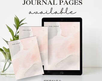 Pastel Pink & Green Lined Journal Pages: Elegant Daily Prompts (Printable PDF)