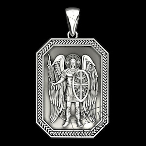 Sterling Silver Archangel Michael Pendant Necklace – Guardian Angel Protection Amulet, Spiritual Religious Jewelry Gift for Men and Women