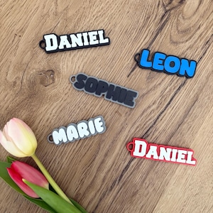3D name tag 2-color | personalized keychain, 3D print, bag, zipper, gift, school, name print, pendant