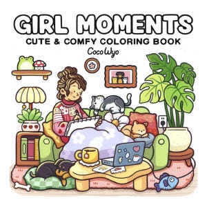 CoCo Wyo Girl Moments ぬり絵ブック 40 ページを印刷して子供と大人が色を塗れる