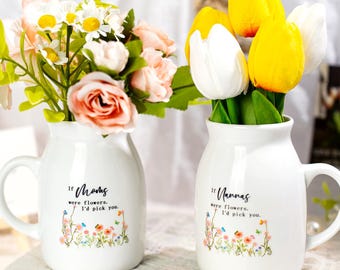 Personalized Grandma's Garden Floral Ceramic Vase, Customized Mother’s Day Vase for Mom Grandma, Flower Vase Gift for nannas, Gifts for Mom
