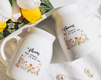 Vase floral en céramique pour cadeaux de décoration de jardin de grand-mère, vase de fête des mères personnalisé pour grand-mère, cadeau de vase de fleurs pour grand-mère