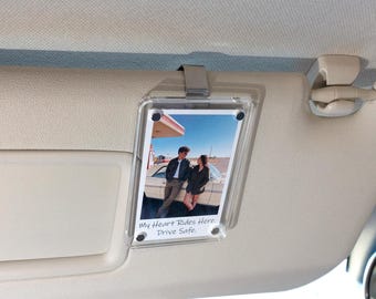 Personalized Photo Car Visor Clip, Custom Couple Drive Safe Gift,  Gifts for Boyfriend, Unique Couples Keepsake, Father's Day gift set