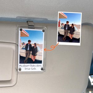 Personalized Photo Car Visor Clip, Custom Couple Drive Safe Gift, Gifts for Boyfriend, Unique Couples Keepsake, Father's Day gift set image 2