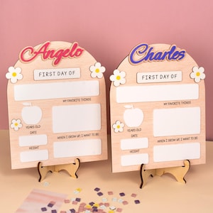 Letrero personalizado para el primer día de clases, tablero personalizado para la vuelta al cole, letrero personalizado con el nombre del bebé, tablero para el primer día de clases, letrero para el último día de clases