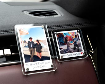 Personalized Couple Photo Car Vent Clip, Custom Photo Car Accessory, Gifts for Boyfriend, Unique Couples Keepsake, Father Drive Safe Gift