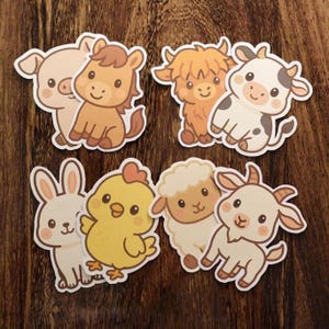 Farm Animal Sticker Pack – Set of 8 Kawaii Vinyl Stickers, Cute Farm Animals for Water Bottle, Laptop, Journal, Scrapbook, Gift Set