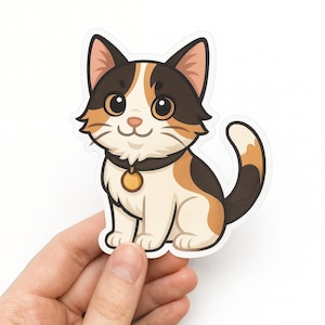 Custom Kawaii Cat Sticker: Personalized Matte/Holographic (Glossy) Waterproof Decal
