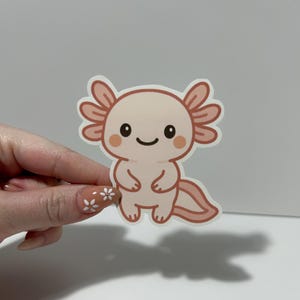 Cute Axolotl Sticker – Kawaii Amphibian Vinyl Decal, Matte Waterproof Sticker for Laptop, Water Bottle, Journal, Axolotl Lover Gift