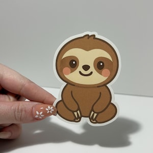Kawaii Faultier Aufkleber - Matte wasserfeste Aufkleber