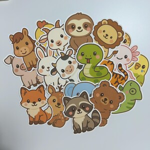 Paquete de pegatinas de animales misteriosos: 10 vinilos impermeables kawaii