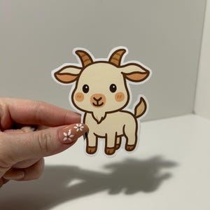 Cute Goat Sticker – Kawaii Farm Animal Vinyl Sticker, Adorable Goat Decal, Waterproof Sticker for Laptop, Water Bottle, Journals, Scrapbooks