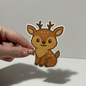 Kawaii Deer Sticker: Holographic/Matte Waterproof Vinyl Decal