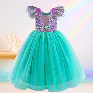 Mermaid Princess Dress for Girls – Ariel Inspired Birthday Dress | Little Mermaid Costume for Toddlers | Sea Theme Party Dress Ages 2–8