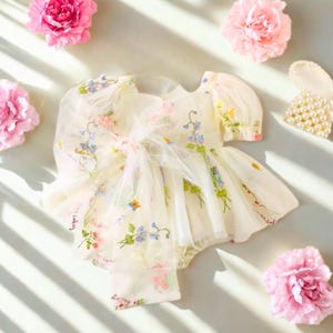 Baby Girl Birthday Dress | Floral Embroidered Tulle Dress | Summer Toddler Dress | Elegant First Birthday Outfit | Girls Party Dress
