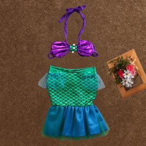 Bikinibadpak met zeemeermin – haltertop en visschubrok, peutermeisjes