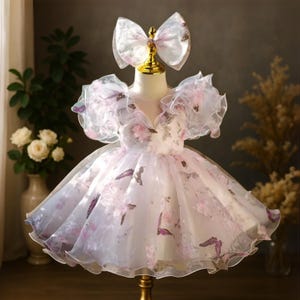 Flower Girl Dress | Kids Birthday Princess Gown | Lace Bow Dress | Tulle Formal Wear | Fairy Tutu Dress | Baby Girl 1st Birthday Dress