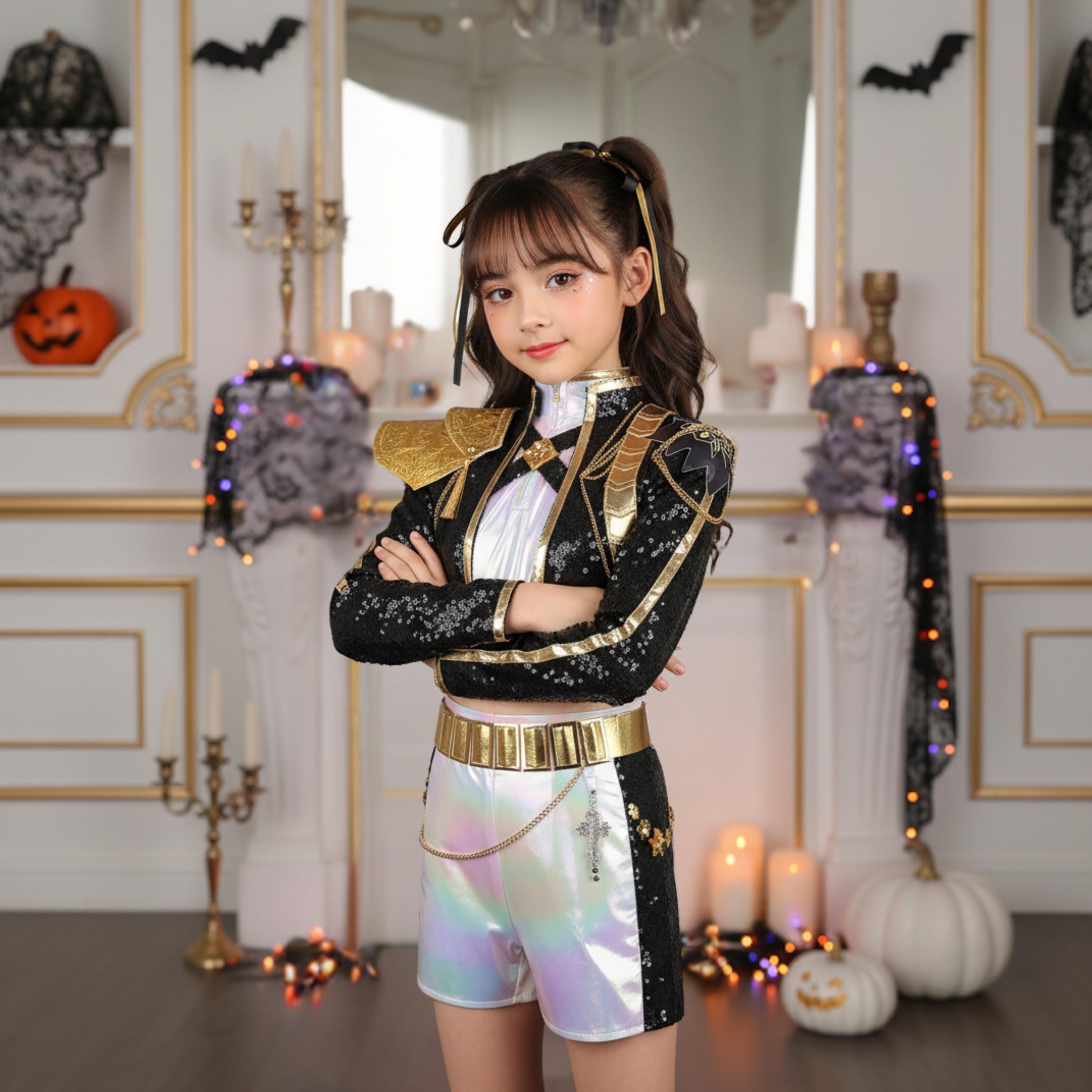 ブラックゴールデンコスプレ衣装セット ルミ風ガールズアニメゾーイ風