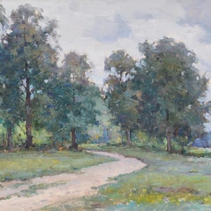 Summer Landscape &quot;Before the Rain&quot;, 1965. Original Oil Painting by Ukrainian Artist Pavlo Horobets. Painting published in the catalog.
