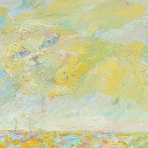 Pintura a óleo original Paisagem "Nuvens de Lebre" do artista ucraniano L.Pukhanova