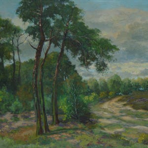 Vintage Summer Forest Oil Painting: Signed European Landscape Artwork, 60s