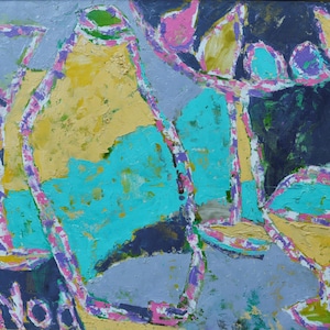 Vintage Kitchen Still Life Oil Painting: Abstract Expressionist Art, Andrey Noda